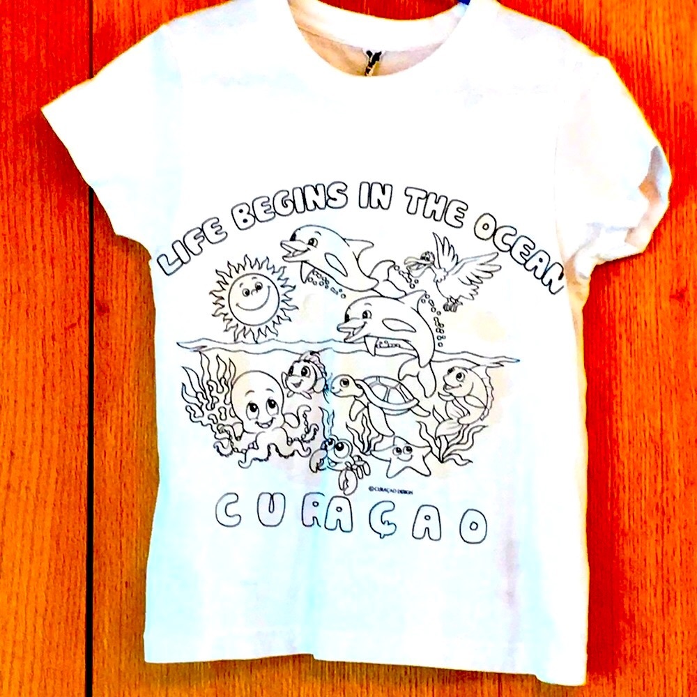 Magic Color changing in sunshine size 5 - 6 kids ocean life white t shirt VGUC